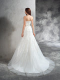 Sheath/Column Sweetheart Applique Sleeveless Long Satin Wedding Dresses Bridal Gowns