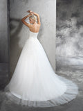 Ball Gown Strapless Applique Sleeveless Long Satin Wedding Dresses Bridal Gowns