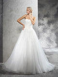 Ball Gown Strapless Applique Sleeveless Long Satin Wedding Dresses Bridal Gowns
