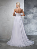 A-Line/Princess Sweetheart Beading Sleeveless Long Chiffon Wedding Dresses Bridal Gowns