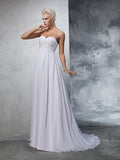 A-Line/Princess Sweetheart Beading Sleeveless Long Chiffon Wedding Dresses Bridal Gowns