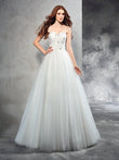 A-Line/Princess Sweetheart Beading Sleeveless Long Net Wedding Dresses Bridal Gowns