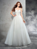 A-Line/Princess Sweetheart Beading Sleeveless Long Net Wedding Dresses Bridal Gowns