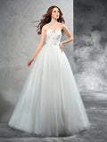 A-Line/Princess Sweetheart Beading Sleeveless Long Net Wedding Dresses Bridal Gowns