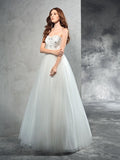 A-Line/Princess Sweetheart Beading Sleeveless Long Net Wedding Dresses Bridal Gowns