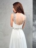 Vestidos de novia largos de gasa sin mangas con escote corazón y pliegues de corte A/princesa