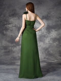 A-line/Princess V-neck Hand-Made Flower Sleeveless Long Chiffon Bridesmaid Dresses Evening Prom Dress
