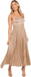 Midi Pleated Bridesmaid Dresses for Women Tea Length Formal Wedding Guest Dresses Prom Formal Gowns