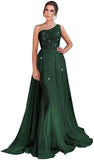 One Shoulder Sequin Prom Dress Long A-Line Tulle Formal Evening Gowns for Women 2027