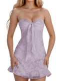 Jacquard Chiffon Homecoming Dress Short for Teens 2027 Strapless Mini Prom Gown Ruffle Cocktail Party Dress