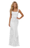 Lace Sequin Spaghetti Straps Prom Dress Long Ball Gown 2026 Mermaid Front Tie Backless Formal Evening Gowns