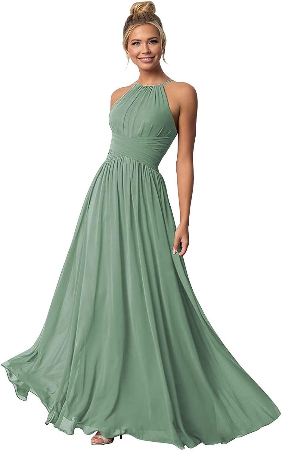 Women's Halter Bridesmaid Dresses Long Chiffon Formal Dresses Evening Party Dress 2026