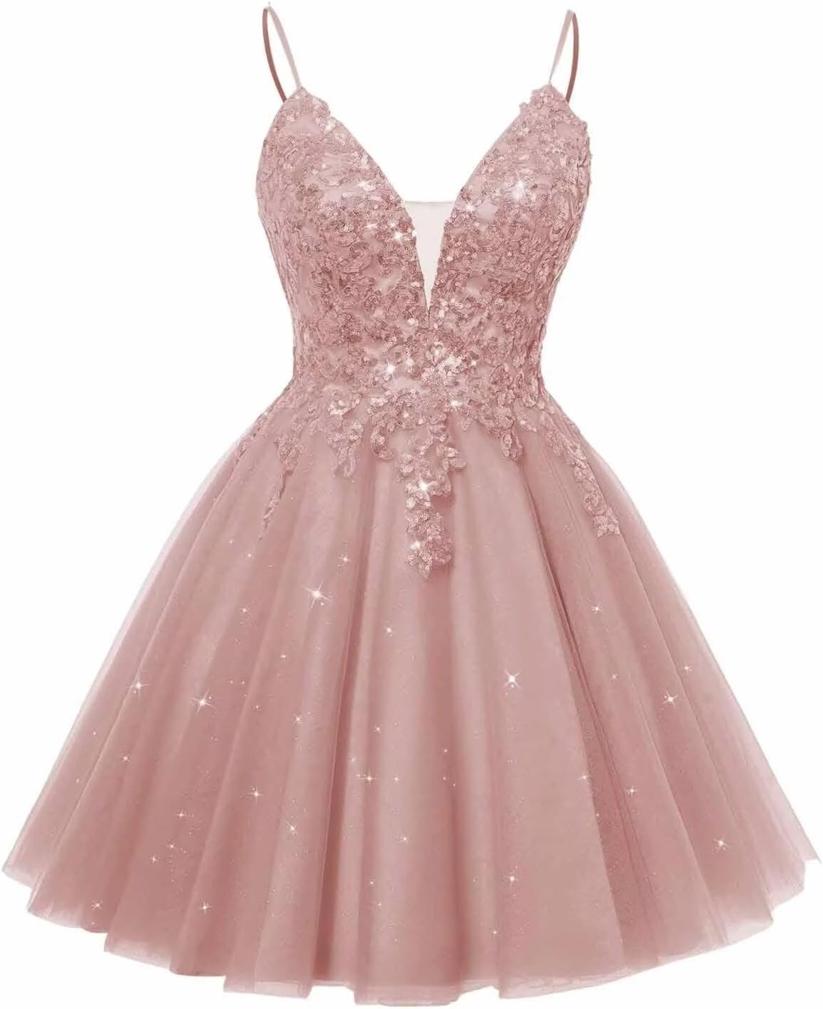 Spaghetti Straps Sequin Lace Appliques Short Homecoming Dresses for Teens Glitter Tulle Prom Party Dresses