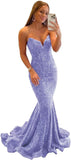 Vestido de fiesta con tirantes finos y lentejuelas, vestido de noche de sirena brillante con abertura, vestidos largos para mujer 2024 