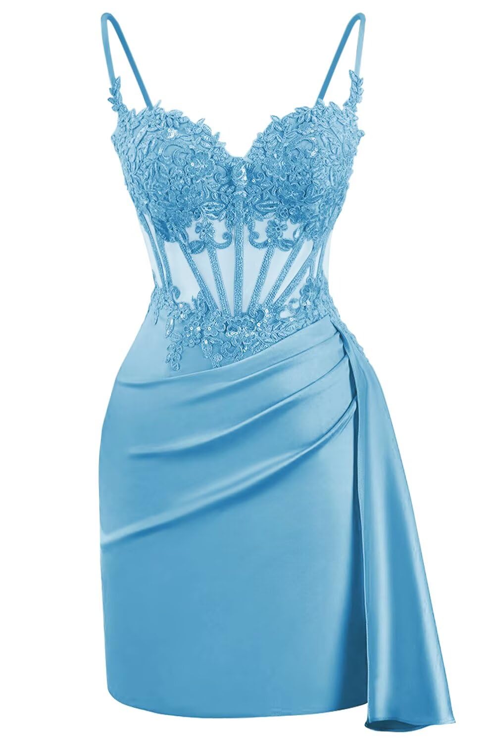 Lace Satin Homecoming Dresses for Teens 2027 Short Prom Dress Spaghetti Straps Corset Cocktail Formal Evening Gowns