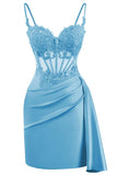 Lace Satin Homecoming Dresses for Teens 2027 Short Prom Dress Spaghetti Straps Corset Cocktail Formal Evening Gowns