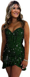 Sequin Homecoming Dresses 2027 Strapless Corset Ruffle Mermaid Short Prom Cocktail Dress