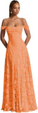 Off The Shoulder Floral Bridesmaid Dresses Long Lace Appliques Formal Gown A Line Wedding Guest Dress