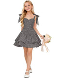 Sparkly Sequin Flower Girl Dress Tiered Cute Bow Spaghetti Straps Sweetheart Toddler Formal Dresses 2026