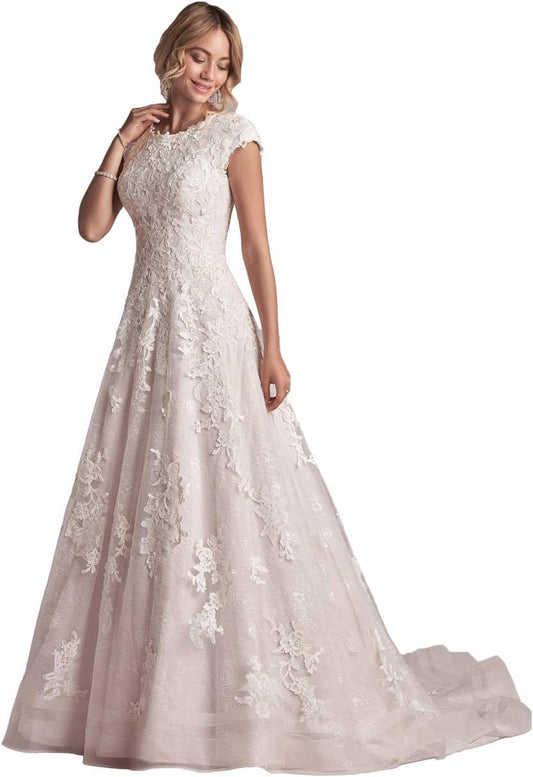 Women's Elegant Lace Beach Wedding Dresses for Bride 2025 with Sleeves Wedding Bridal Gowns