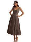 Floral Lace Bridesmaid Dresses for Women Tea Length A Line Pleated Wedding Guest Dress Formal Gown