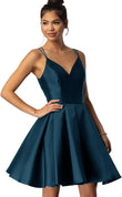 Women's Short Homecoming Dresses for Teens 2025 V Neck Satin Prom Cocktail Gowns