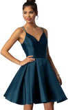 Women's Short Homecoming Dresses for Teens 2025 V Neck Satin Prom Cocktail Gowns