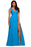 V Neck Chiffon Bridesmaid Dresses for Wedding 2027 Long Pleated Sleeveless Formal Prom Evening Gowns with Slit