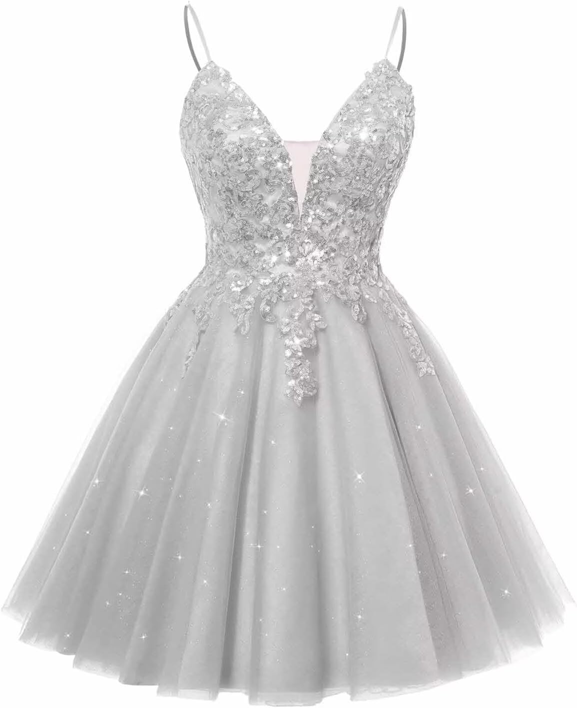 Spaghetti Straps Sequin Lace Appliques Short Homecoming Dresses for Teens Glitter Tulle Prom Party Dresses