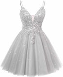 Spaghetti Straps Sequin Lace Appliques Short Homecoming Dresses for Teens Glitter Tulle Prom Party Dresses
