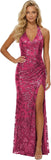 Women's Sequin Halter Prom Dresses with Split Long Mermaid Ruched Formal Evening Gowns 2026