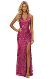 Women's Sequin Halter Prom Dresses with Split Long Mermaid Ruched Formal Evening Gowns 2026
