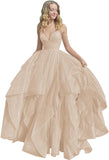 Women's Sparkly Tulle Prom Dress 2023 Long Ball Gown Spaghetti Straps Quinceanera Dress