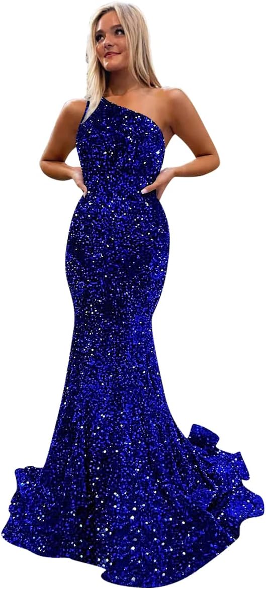 Women's Strapless Sequin Prom Dresses with Train Criss-Cross Mermaid Long Formal Evening Gowns