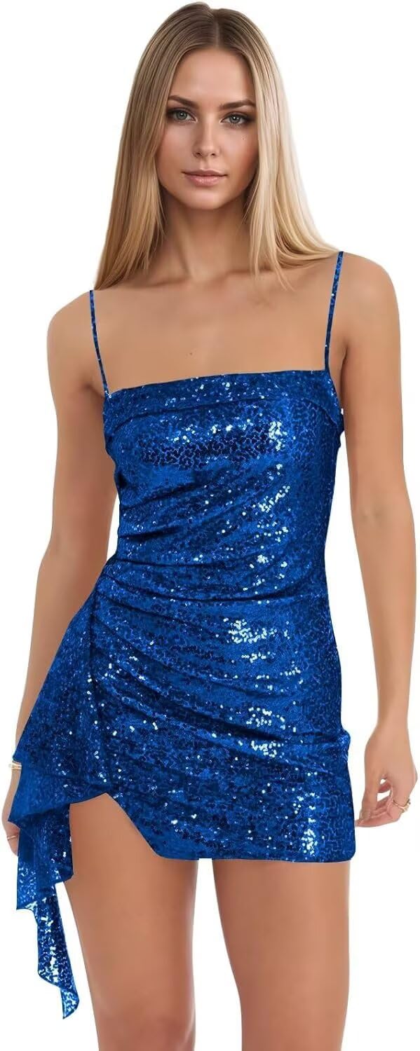 Spaghetti Straps Sequin Homecoming Dresses for Teens 2027 Sparkly Tight Short Prom Cocktail Party Gowns