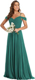 Off The Shoulder Chiffon Bridesmaid Dresses Long Spaghetti Straps A Line Formal Party Dress