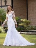 Vestidos de novia bohemios de encaje de manga larga para playa 2026 