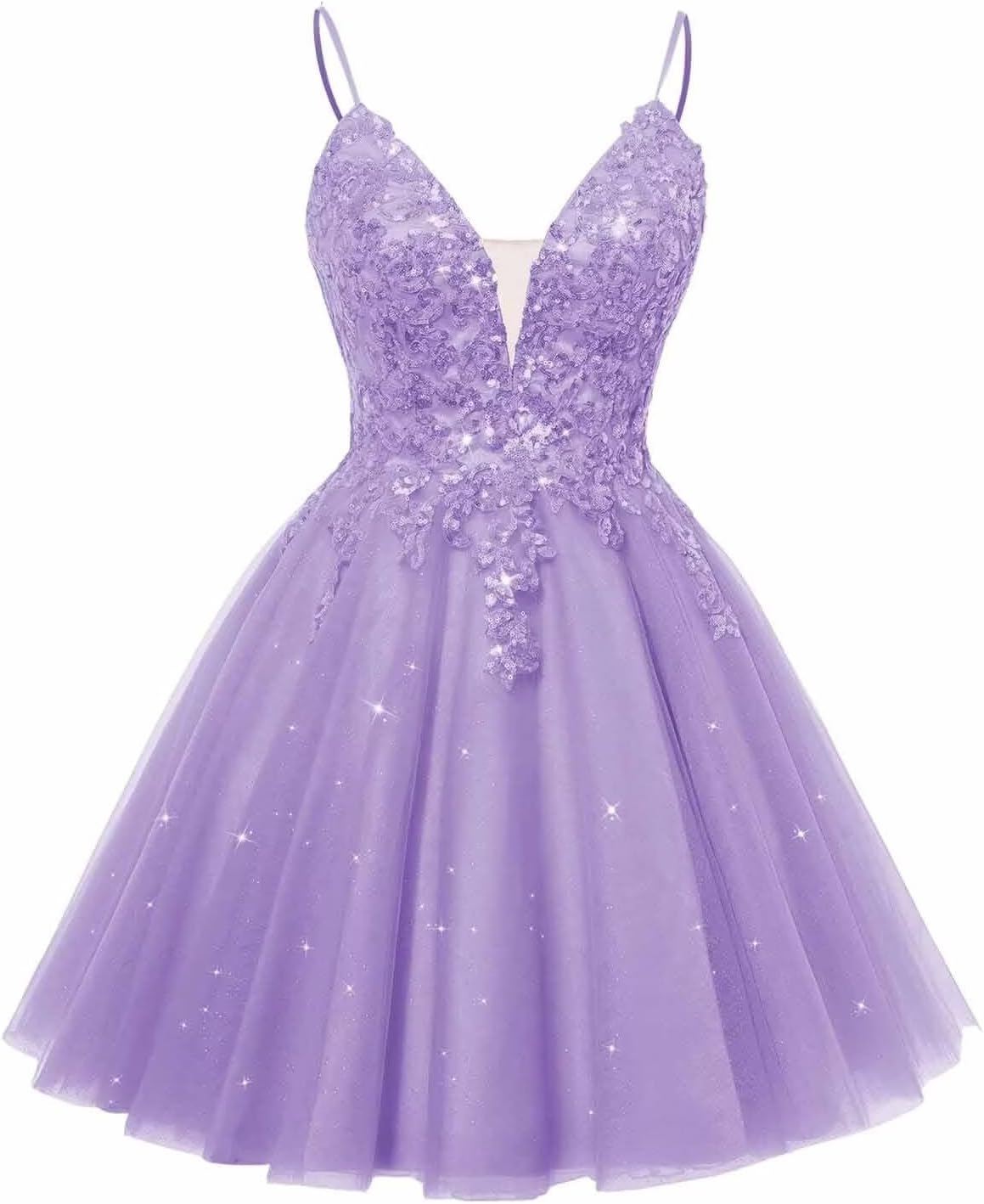 Spaghetti Straps Sequin Lace Appliques Short Homecoming Dresses for Teens Glitter Tulle Prom Party Dresses