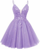 Spaghetti Straps Sequin Lace Appliques Short Homecoming Dresses for Teens Glitter Tulle Prom Party Dresses
