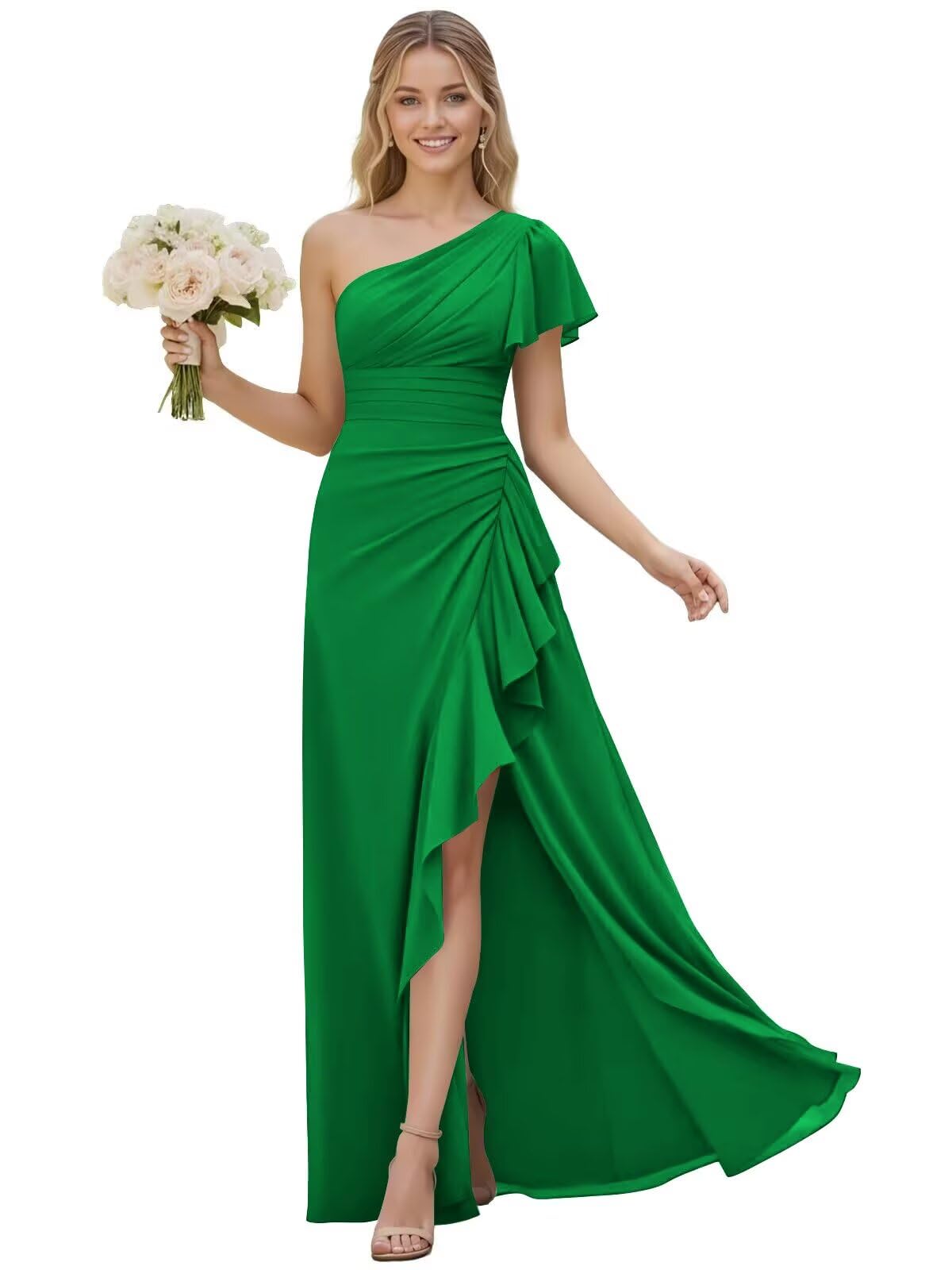 One Shoulder Chiffon Bridesmaid Dresses for Women 2026 A-line Formal Dress
