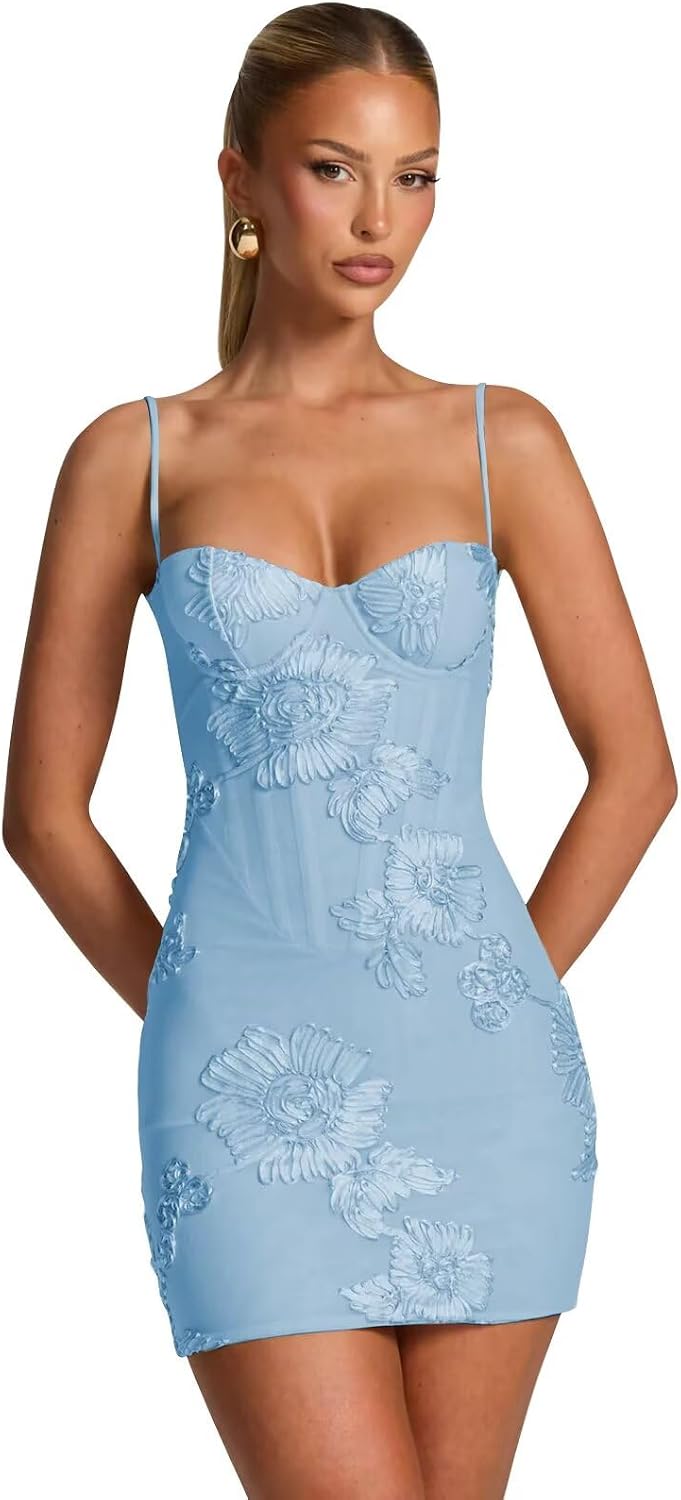 Spaghetti Straps Short Homecoming Dresses 2026 Mini Tight Embroidery Corset Prom Evening Cocktail Dress