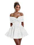 Sparkly Sequins Homecoming Dresses for Teens with Bow 2025 Strapless Short Prom Dress Cocktail Gown