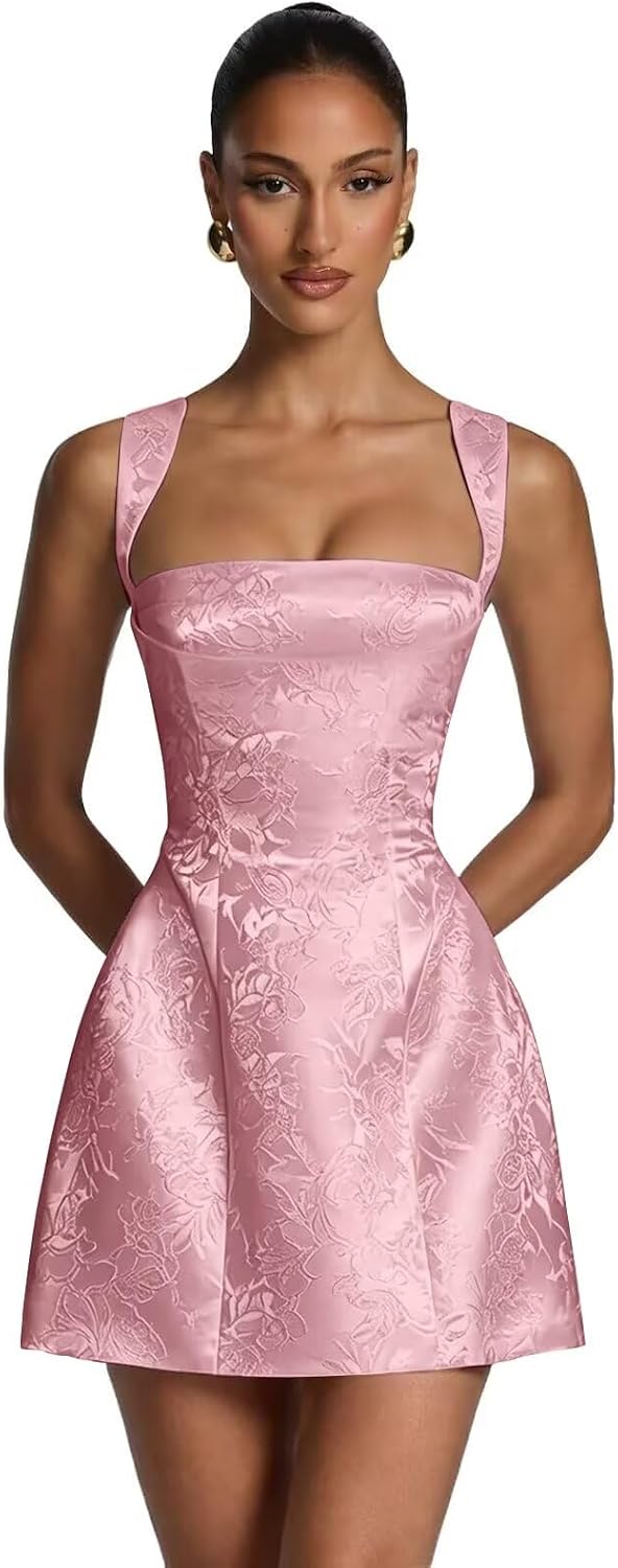 Kingbridal Jacquard Satin Homecoming Dresses for Teens 2026 A-Line Short Prom Cocktail Dress
