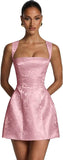 Kingbridal Jacquard Satin Homecoming Dresses for Teens 2026 A-Line Short Prom Cocktail Dress