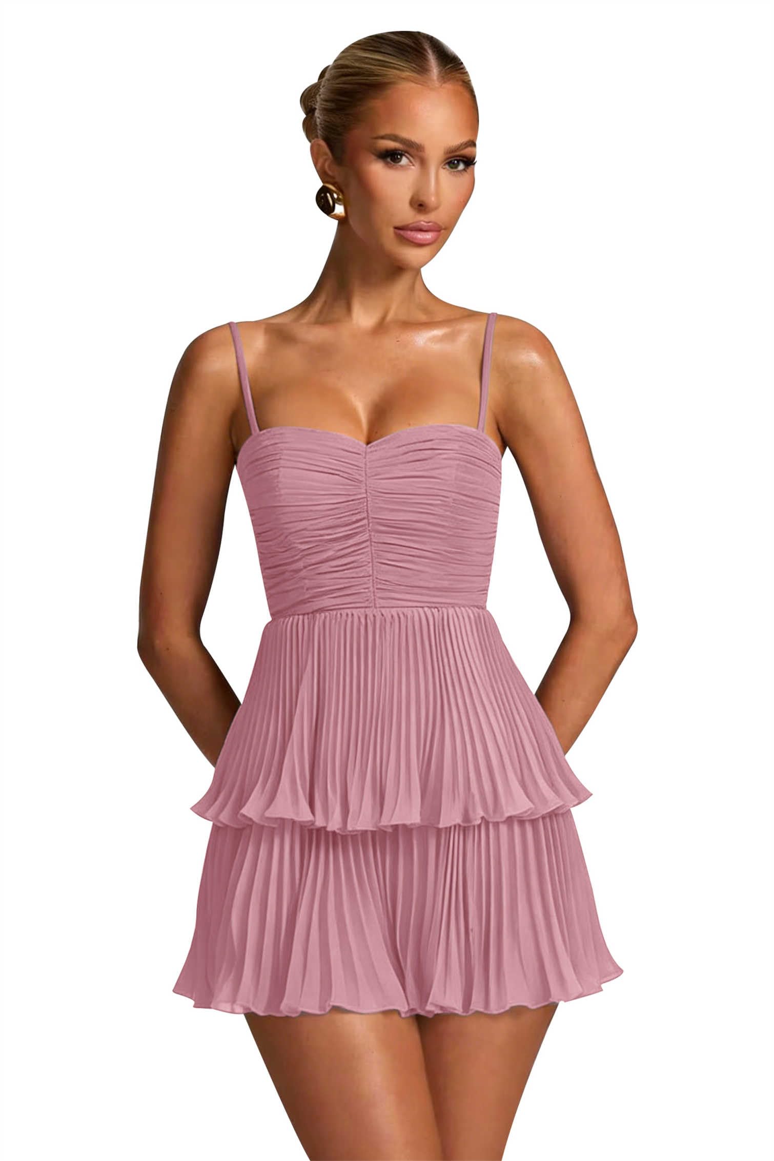 Chiffon Homecoming Dresses for Teens 2026 Spaghetti Straps Short Mini Dress A Line Formal Cocktail Party Prom Dress