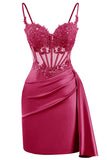 Lace Satin Homecoming Dresses for Teens 2027 Short Prom Dress Spaghetti Straps Corset Cocktail Formal Evening Gowns