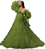 Womens Tulle Robe Maternity Dress for Photoshoot Off Shoulder Bridal Lingerie Maternity Gowns for Babyshower