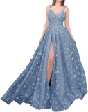Sparkly Prom Dresses for Teens 2027 3D Butterfly Tulle Spaghetti Straps Long Slit Backless Party Gowns