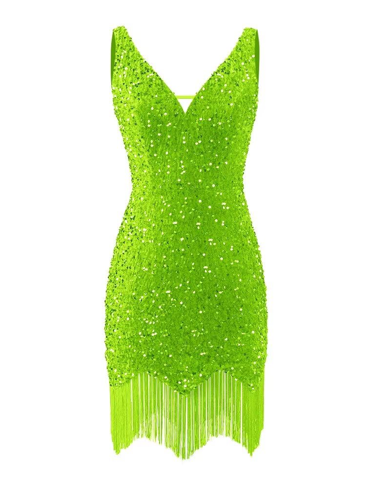 Kingbridal Gowns V Neck Sequin Homecoming Dresses for Teens 2027 Sparkly Tight Short Prom Cocktail Party Gowns with Tassels
