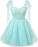 Sparkly Strarry Tulle Homecoming Dresses for Teens 2027 A Line Short Cocktail Party Gowns